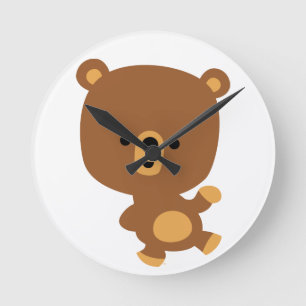 Ronde Carton mignon 'Good Vibe' Bear Mur Horloge