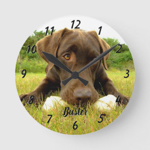 Ronde Chocolat Labrador Personnalisé Grande Horloge