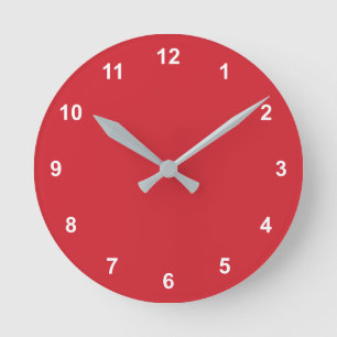 Ronde Couleur Tendance - Horloge Rouge Rond Vibrante Ave