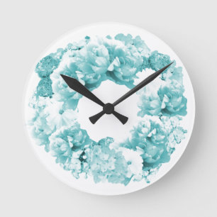 Ronde Couronne Fleurie Horloge Aqua