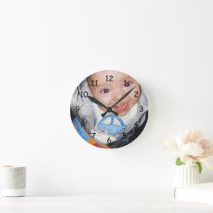 Ronde Customisez-le avec votre photo horloge visage