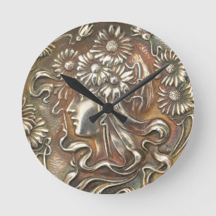 Ronde D'art première Repousse Acryllic horloge argenté