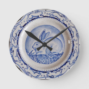 Ronde "Dedham Blue" et blanche horloge de conception de