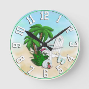 Ronde Design de plage d'été Mur Horloge