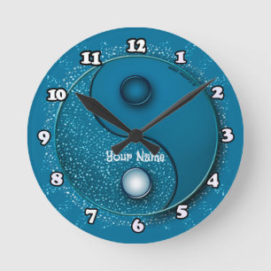 Ronde Eau bleue Yin Yang Horloge