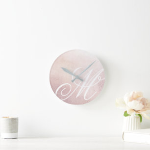 Ronde Élégance or rose ⎢ Monogramme Acrylique Horloge mu