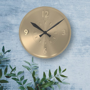 Ronde Élégante horloge métallique couleur or
