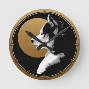 Ronde Époux Époux Horloge Cadeaux Décor Straîne Chien Mu