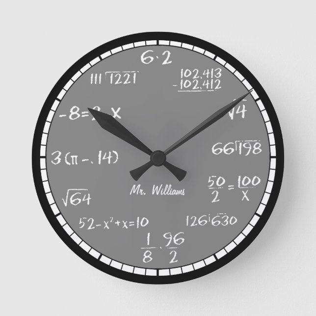 Ronde Équations en mathématiques grises Grande horloge p (Recto)