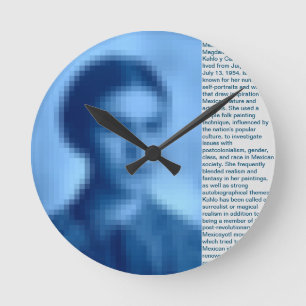 RONDE FRIDA KAHLO PIXELED BIOGRAPHIE HORLOGE BLEU