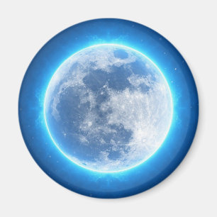 Ronde frigo Magnet avec une lune éclairée