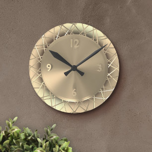 Ronde Gold Faux métal fil élégant horloge unique