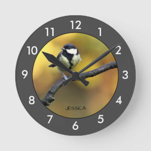 Ronde Grande horloge personnalisée pour oiseaux