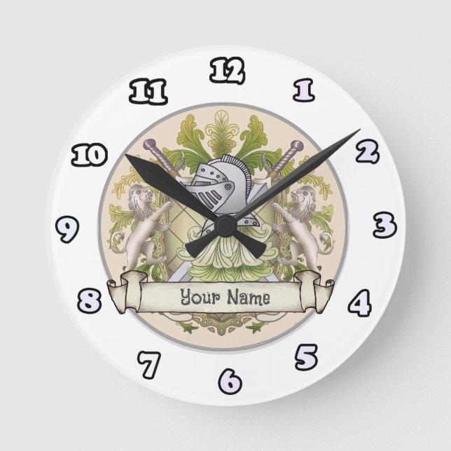Ronde Green Knight Family Crest Horloge nom (Recto)