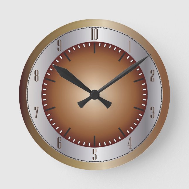 Ronde Horloge 10 heures en laiton et argent (Recto)