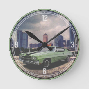 Ronde Horloge 1970 décorative (verte) de Chevrolet