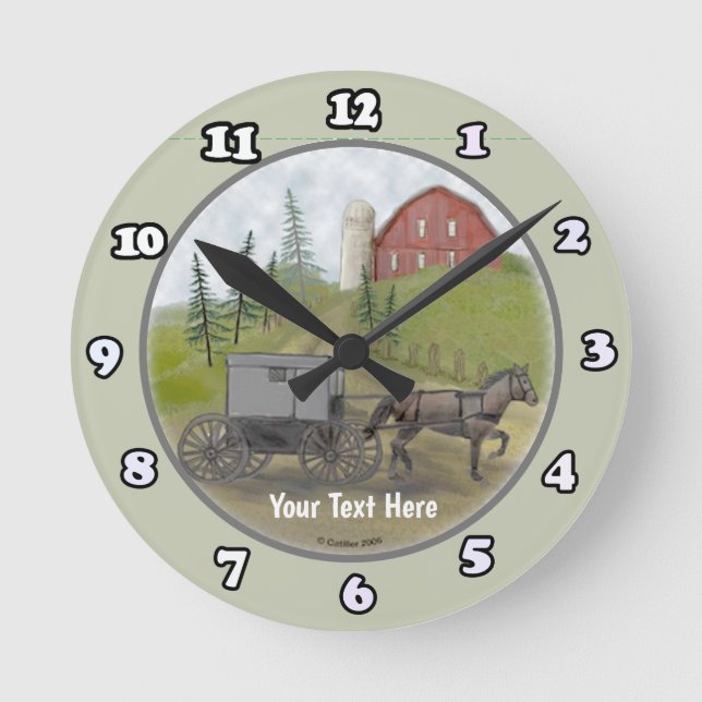 Ronde Horloge Amish Buggy Visite (Recto)