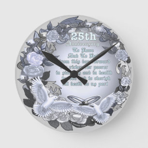 Ronde Horloge Anniversaire de Mariage Argent