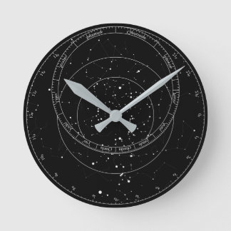 Ronde Horloge astrolabe noir et blanc  