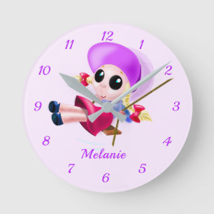 Ronde Horloge Balançoire Fille Heureuse Nom Personnalisé