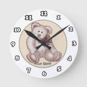 Ronde Horloge bébé ours en peluche