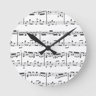 Ronde Horloge blanche de musique de feuille