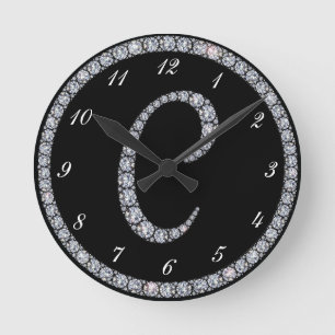 Ronde Horloge bling d'anneau de monogramme de C