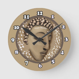 Ronde Horloge Bouddha de la Paix Sépia