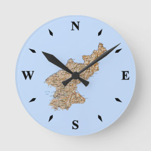 Ronde Horloge Carte Corée du Nord