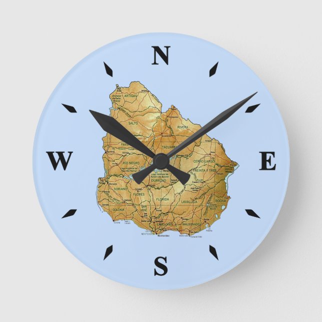 Ronde Horloge Carte Uruguay (Recto)