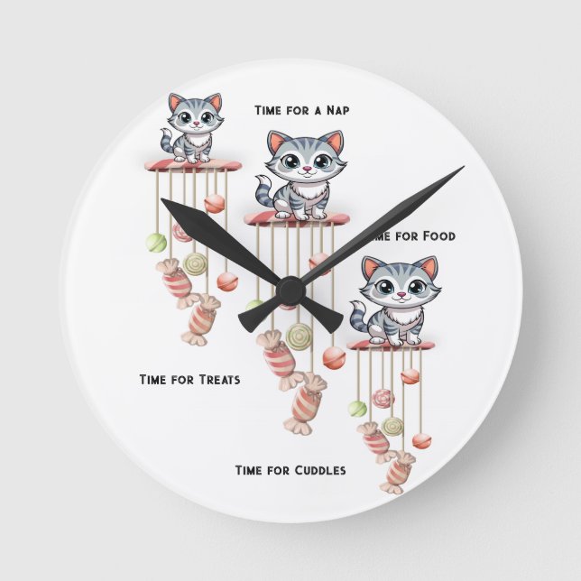 Ronde Horloge Cat Kitten Meow (Recto)