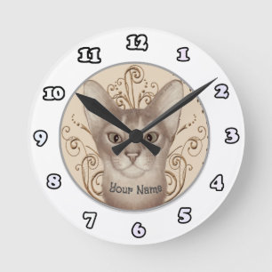 Ronde Horloge Chat Abyssin