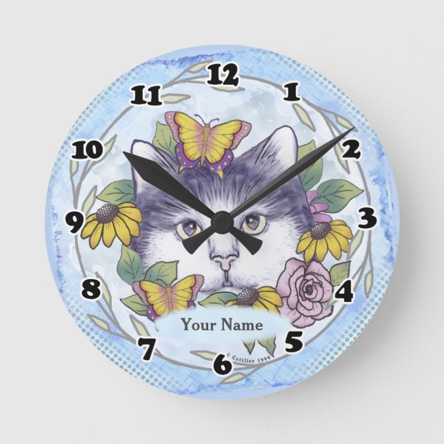 Ronde Horloge Chat Caché (Recto)