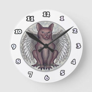 Ronde Horloge Chat Gargoyle