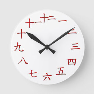 Ronde Horloge chinoise de nombre - rouge