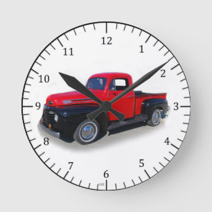 Ronde horloge de camion rouge/noir