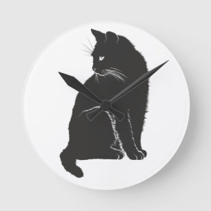 Ronde Horloge de chat noir