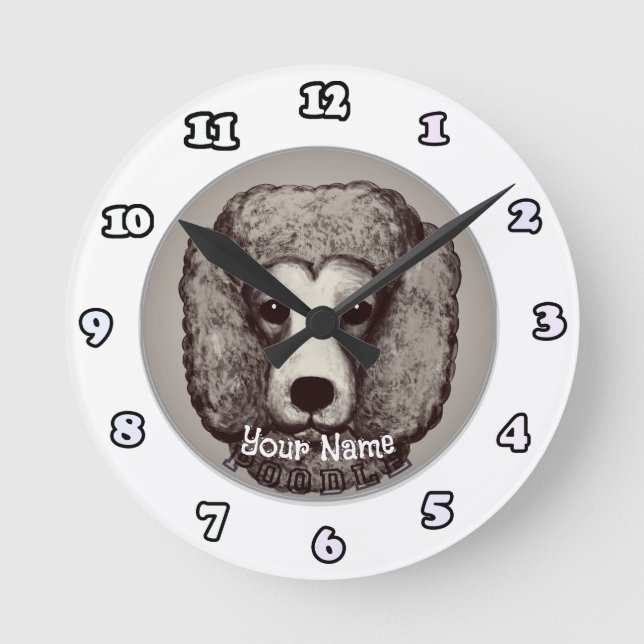 Ronde Horloge de chien de caniche (Recto)