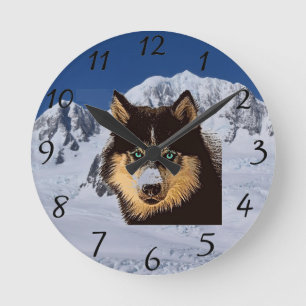 Ronde Horloge de chien de traîneau sibérien