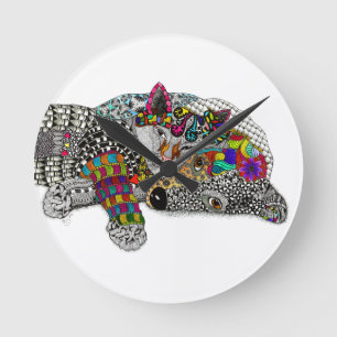 Ronde Horloge de chien et de chat mignon et coloré