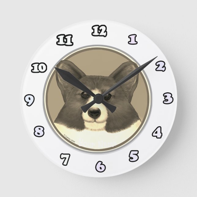 Ronde Horloge de chien Welsh Corgi (Recto)