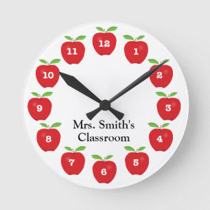 Ronde Horloge de classe avec pommes