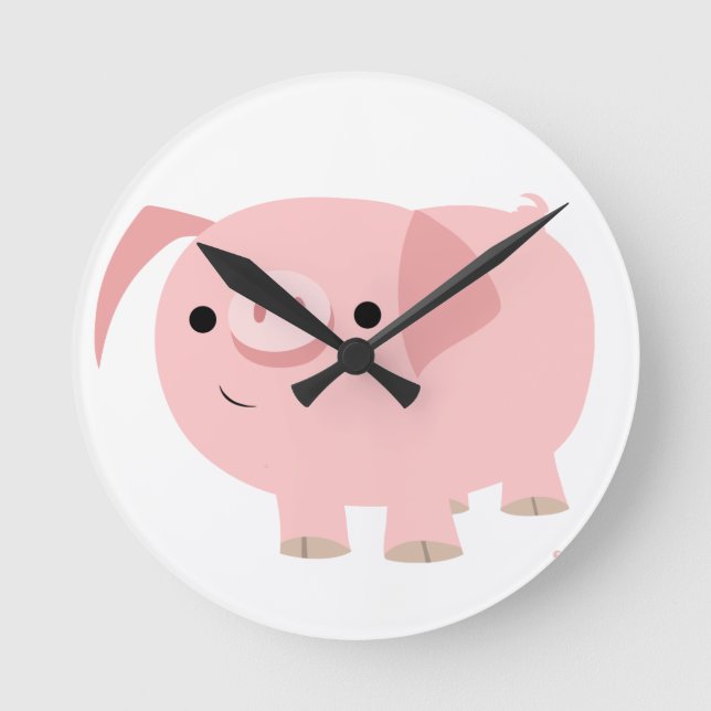 Ronde Horloge de cochon de dessin mignon (Recto)