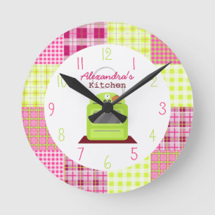 Ronde Horloge de cuisine de plaid de Madras