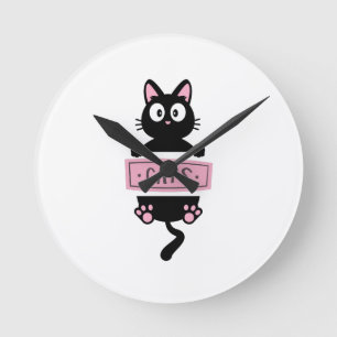 Ronde Horloge de design de chat de dessin animé