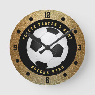 Ronde Horloge De Football De Parties scintillant D'Or Fa