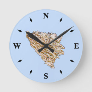 Ronde Horloge de la carte de Bosnie-Herzégovine