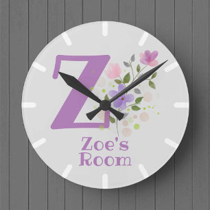 Ronde Horloge de la chambre de l'enfant avec le nom Zoe