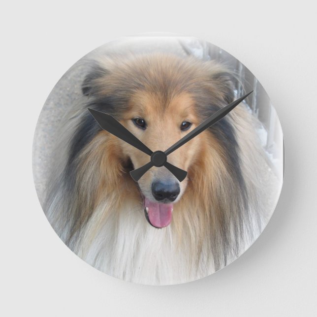 Ronde Horloge de la lassie de chien de chiot (Recto)
