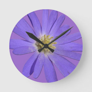 Ronde Horloge de marguerite Bleu Fleur Clock